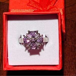 Elegant 925 Silver and Purple Gemstone Ring